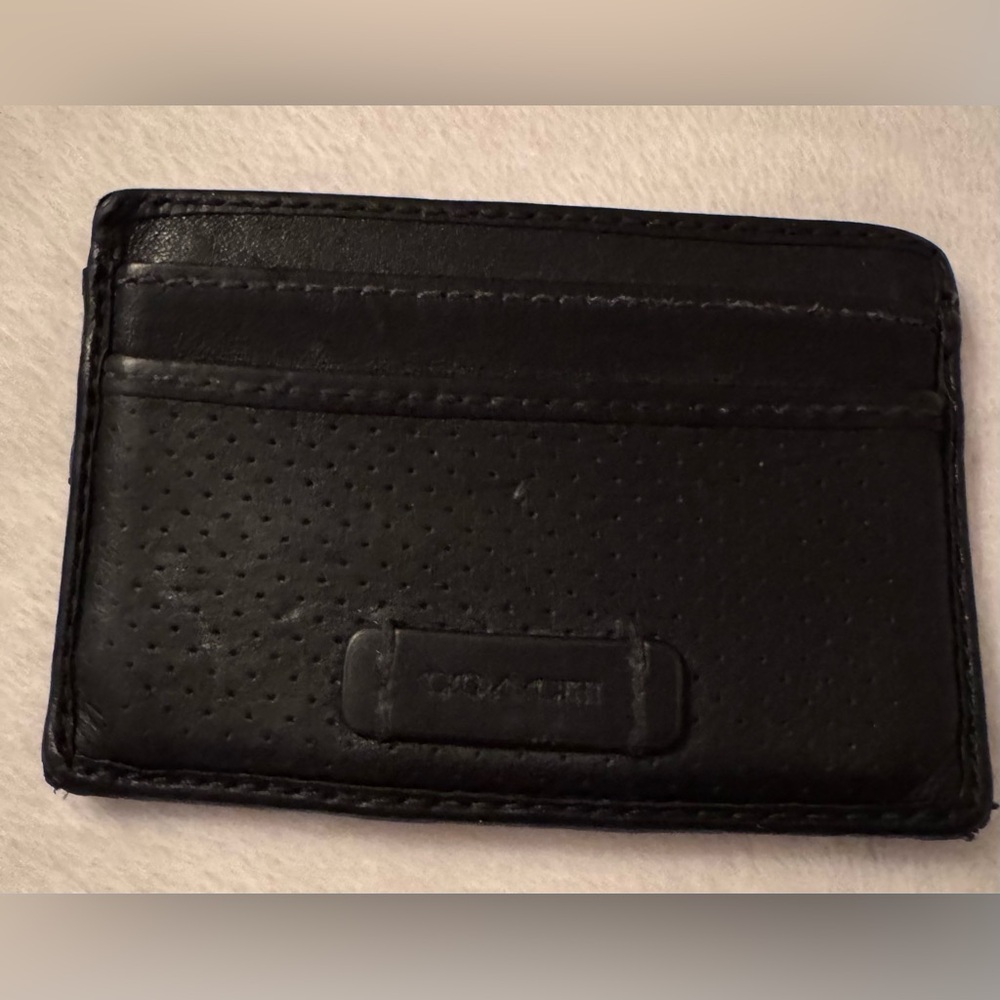 Coach Vintage Black Perforated Leather Cardholder